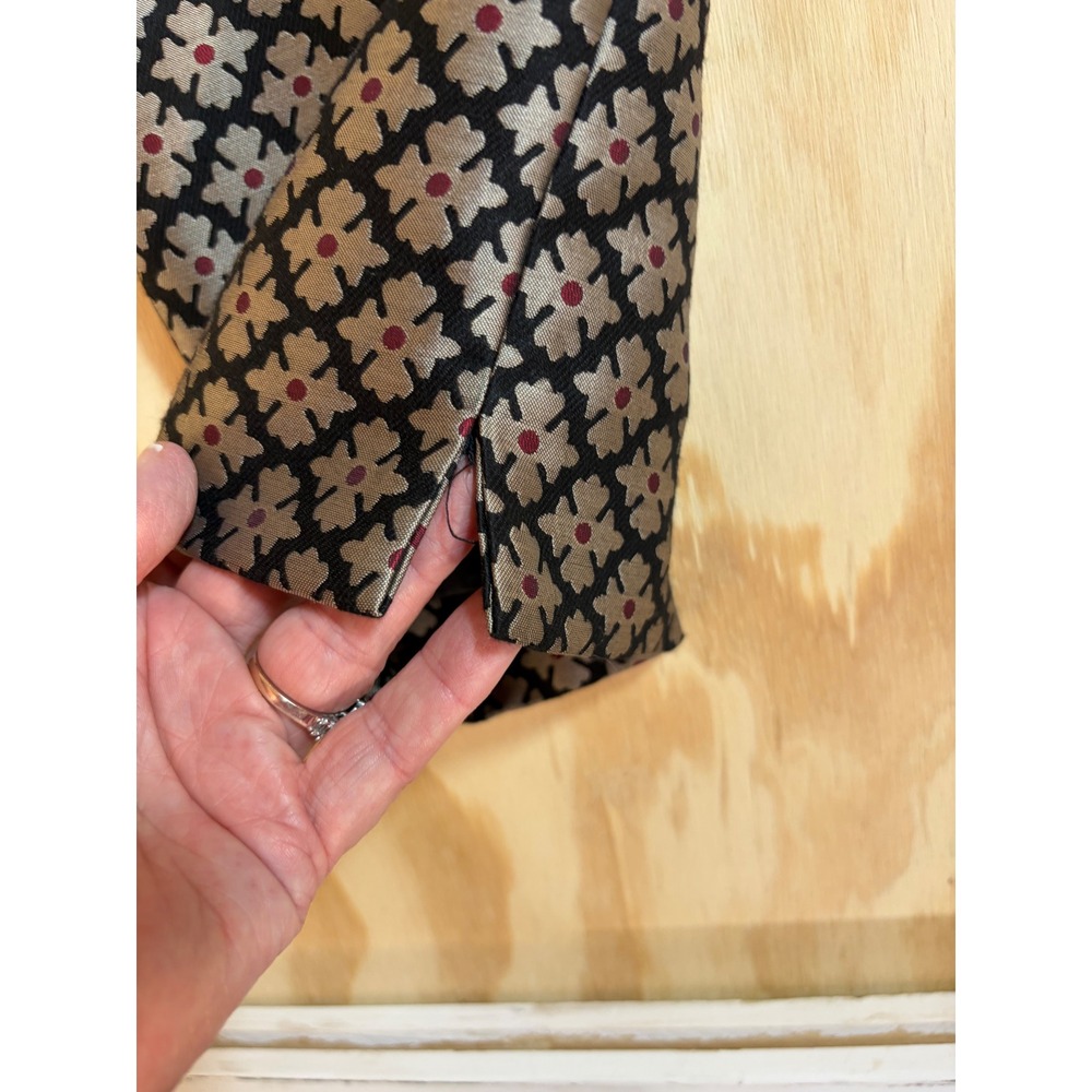 Talbots Womens Geometric Floral Jacquard Ankle Pants Black Tan Red Size 4 06/14 - Picture 5 of 8